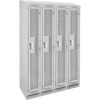 Clean Line Lockers, Bank of 4, 48" x 18" x 82", Steel, Grey, Rivet (Assembled), Perforated WestPier