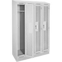 Clean Line Lockers, Bank of 4, 48" x 18" x 82", Steel, Grey, Rivet (Assembled), Perforated WestPier