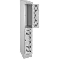 Clean Line Lockers, 2 -tier, 12" x 12" x 82", Steel, Grey, Rivet (Assembled), Perforated WestPier