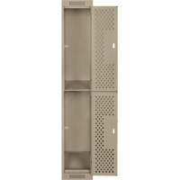 Clean Line Lockers, 2 -tier, 12" x 15" x 72", Steel, Beige, Rivet (Assembled), Perforated WestPier