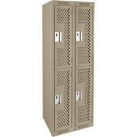 Clean Line Lockers, 2 -tier, Bank of 2, 24" x 15" x 72", Steel, Beige, Rivet (Assembled), Perforated WestPier