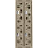 Clean Line Lockers, 2 -tier, Bank of 2, 24" x 15" x 72", Steel, Beige, Rivet (Assembled), Perforated WestPier