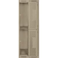 Clean Line Lockers, 2 -tier, Bank of 2, 24" x 15" x 72", Steel, Beige, Rivet (Assembled), Perforated WestPier