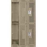 Clean Line Lockers, 2 -tier, Bank of 3, 36" x 15" x 72", Steel, Beige, Rivet (Assembled), Perforated WestPier
