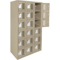 Clean-Line Perforated Lockerette, 6 -tier, Bank of 3, 12" x 72" x 12", Steel WestPier