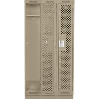 Clean Line Lockers, Bank of 3, 36" x 18" x 76", Steel, Beige, Rivet (Assembled), Perforated WestPier