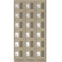 Assembled Lockerettes Clean Line Perforated Economy Lockers, 6 -tier, Bank of 3, 18" x 72" x 12", Steel WestPier