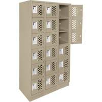 Assembled Lockerettes Clean Line Perforated Economy Lockers, 6 -tier, Bank of 3, 18" x 72" x 12", Steel WestPier