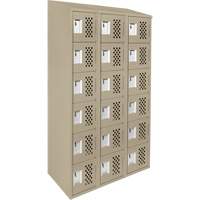 Clean-Line Perforated Lockerette, 6 -tier, Bank of 3, 15" x 72" x 12", Steel WestPier
