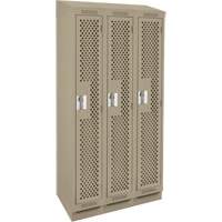 Clean Line Lockers, Bank of 3, 36" x 18" x 82", Steel, Beige, Rivet (Assembled), Perforated WestPier