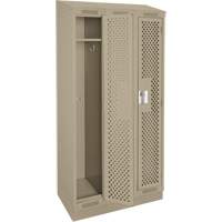 Clean Line Lockers, Bank of 3, 36" x 18" x 82", Steel, Beige, Rivet (Assembled), Perforated WestPier