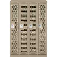 Clean Line Lockers, Bank of 4, 48" x 18" x 82", Steel, Beige, Rivet (Assembled), Perforated WestPier