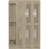 Clean Line Lockers, 2 -tier, Bank of 4, 48" x 18" x 82", Steel, Beige, Rivet (Assembled), Perforated WestPier