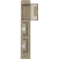 Clean Line Lockers, 3 -tier, 12" x 15" x 82", Steel, Beige, Rivet (Assembled), Perforated WestPier