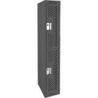 Clean Line Lockers, 2 -tier, 12" x 15" x 72", Steel, Charcoal, Rivet (Assembled), Perforated WestPier