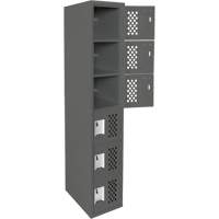 Clean-Line Perforated Lockerette, 6 -tier, 12" x 72" x 12", Steel WestPier