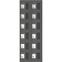 Clean-Line Perforated Lockerette, 6 -tier, Bank of 2, 12" x 72" x 12", Steel WestPier