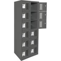 Clean-Line Perforated Lockerette, 6 -tier, Bank of 2, 12" x 72" x 12", Steel WestPier