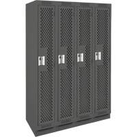 Clean Line Lockers, Bank of 4, 48" x 18" x 76", Steel, Charcoal, Rivet (Assembled), Perforated WestPier