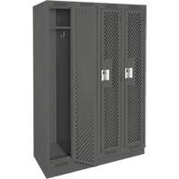 Clean Line Lockers, Bank of 4, 48" x 18" x 76", Steel, Charcoal, Rivet (Assembled), Perforated WestPier