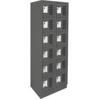 Assembled Lockerettes Clean Line Perforated Economy Lockers, 6 -tier, Bank of 2, 18" x 72" x 12", Steel WestPier