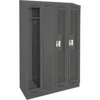 Clean Line Lockers, Bank of 4, 48" x 18" x 82", Steel, Charcoal, Rivet (Assembled), Perforated WestPier
