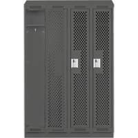 Clean Line Lockers, Bank of 4, 48" x 18" x 82", Steel, Charcoal, Rivet (Assembled), Perforated WestPier