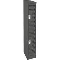 Clean Line Lockers, 2 -tier, 12" x 18" x 82", Steel, Charcoal, Rivet (Assembled), Perforated WestPier