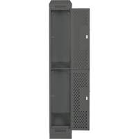 Clean Line Lockers, 2 -tier, 12" x 18" x 82", Steel, Charcoal, Rivet (Assembled), Perforated WestPier