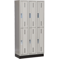 Concorde Heavy-Duty Lockers, 2 -tier, Bank of 3, 36" x 18" x 76", Steel, Grey, Welded (Assembled) WestPier
