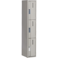 Concorde Heavy-Duty Lockers, 3 -tier, 12" x 18" x 72", Steel, Grey, Welded (Assembled) WestPier
