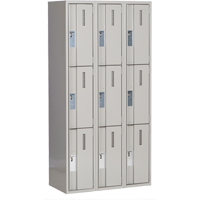 Concorde Heavy-Duty Lockers, 3 -tier, Bank of 3, 36" x 18" x 72", Steel, Grey, Welded (Assembled) WestPier