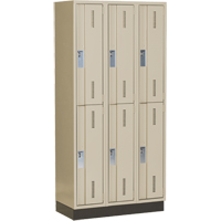 Concorde Heavy-Duty Lockers, 2 -tier, Bank of 3, 36" x 18" x 76", Steel, Beige, Welded (Assembled) WestPier