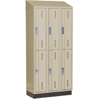 Concorde Heavy-Duty Lockers, 2 -tier, Bank of 3, 36" x 18" x 82", Steel, Beige, Welded (Assembled) WestPier