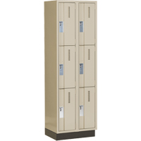 Concorde Heavy-Duty Lockers, 3 -tier, Bank of 2, 24" x 18" x 76", Steel, Beige, Welded (Assembled) WestPier