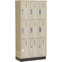 Concorde Heavy-Duty Lockers, 3 -tier, Bank of 3, 36" x 18" x 76", Steel, Beige, Welded (Assembled) WestPier