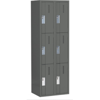 Concorde Heavy-Duty Lockers, 3 -tier, Bank of 2, 24" x 18" x 72", Steel, Charcoal, Welded (Assembled) WestPier