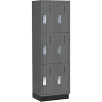 Concorde Heavy-Duty Lockers, 3 -tier, Bank of 2, 24" x 18" x 76", Steel, Charcoal, Welded (Assembled) WestPier
