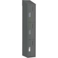 Concorde Heavy-Duty Lockers, 3 -tier, 12" x 18" x 78", Steel, Charcoal, Welded (Assembled) WestPier