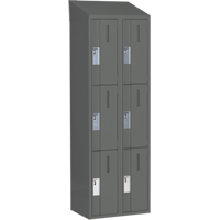 Concorde Heavy-Duty Lockers, 3 -tier, Bank of 2, 24" x 18" x 78", Steel, Charcoal, Welded (Assembled) WestPier