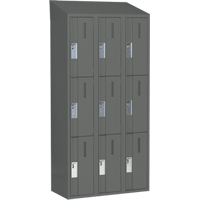 Concorde Heavy-Duty Lockers, 3 -tier, Bank of 3, 36" x 18" x 78", Steel, Charcoal, Welded (Assembled) WestPier