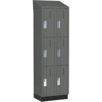 Concorde Heavy-Duty Lockers, 3 -tier, Bank of 2, 24" x 18" x 82", Steel, Charcoal, Welded (Assembled) WestPier