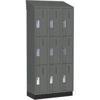 Concorde Heavy-Duty Lockers, 3 -tier, Bank of 3, 36" x 18" x 82", Steel, Charcoal, Welded (Assembled) WestPier