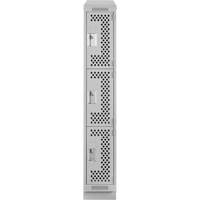 Clean Line Lockers, 3 -tier, 12" x 12" x 72", Steel, Grey, Rivet (Assembled), Perforated WestPier