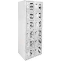 Clean-Line Perforated Lockerette, 6 -tier, Bank of 2, 12" x 72" x 12", Steel WestPier