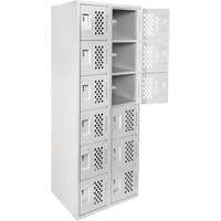 Clean-Line Perforated Lockerette, 6 -tier, Bank of 2, 12" x 72" x 12", Steel WestPier