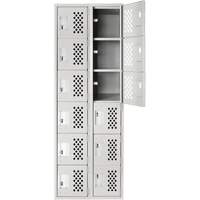 Clean-Line Perforated Lockerette, 6 -tier, Bank of 2, 12" x 72" x 12", Steel WestPier
