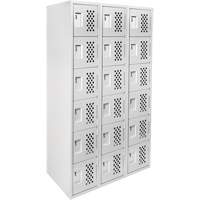 Clean-Line Perforated Lockerette, 6 -tier, Bank of 3, 12" x 72" x 12", Steel WestPier