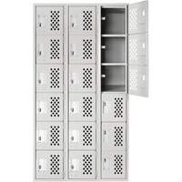 Clean-Line Perforated Lockerette, 6 -tier, Bank of 3, 12" x 72" x 12", Steel WestPier
