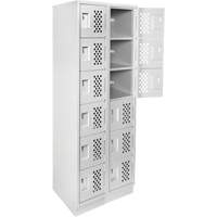 Assembled Lockerettes Clean Line Perforated Economy Lockers, 6 -tier, Bank of 2, 18" x 72" x 12", Steel WestPier